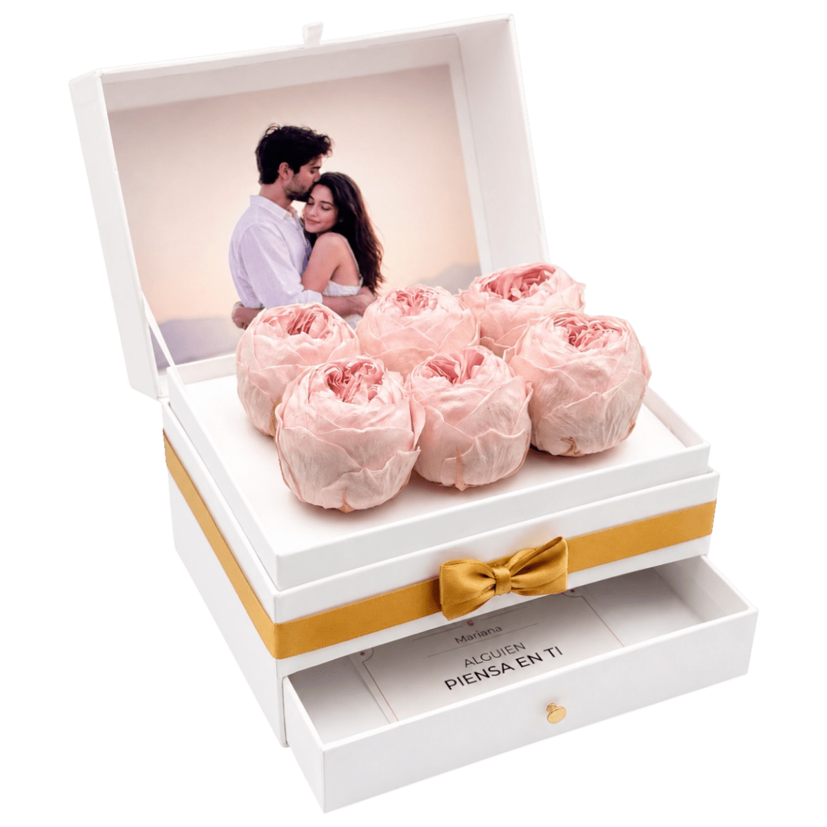 Cofret White | 6 Peonias - arreglo de rosas - Rosata Floral