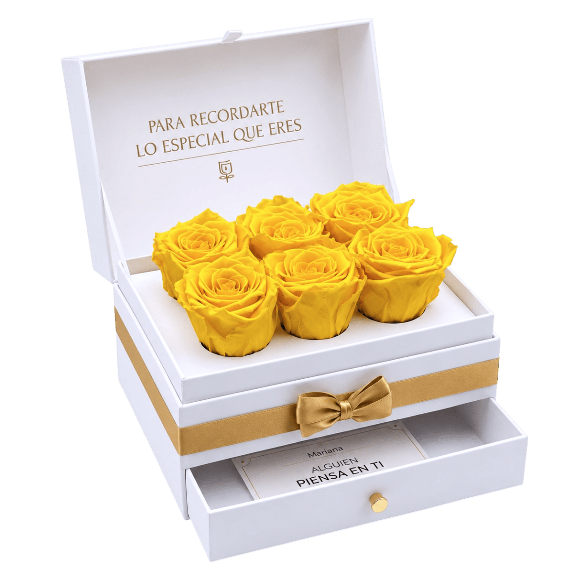 Cofret White | 6 Rosas Amarillas - arreglo de rosas - Rosata Floral