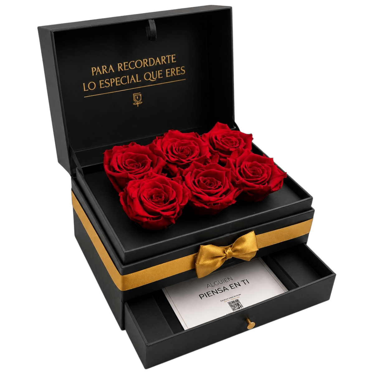 Cofret - 6 rosas eternas en cofre - arreglo de rosas - Rosata Floral