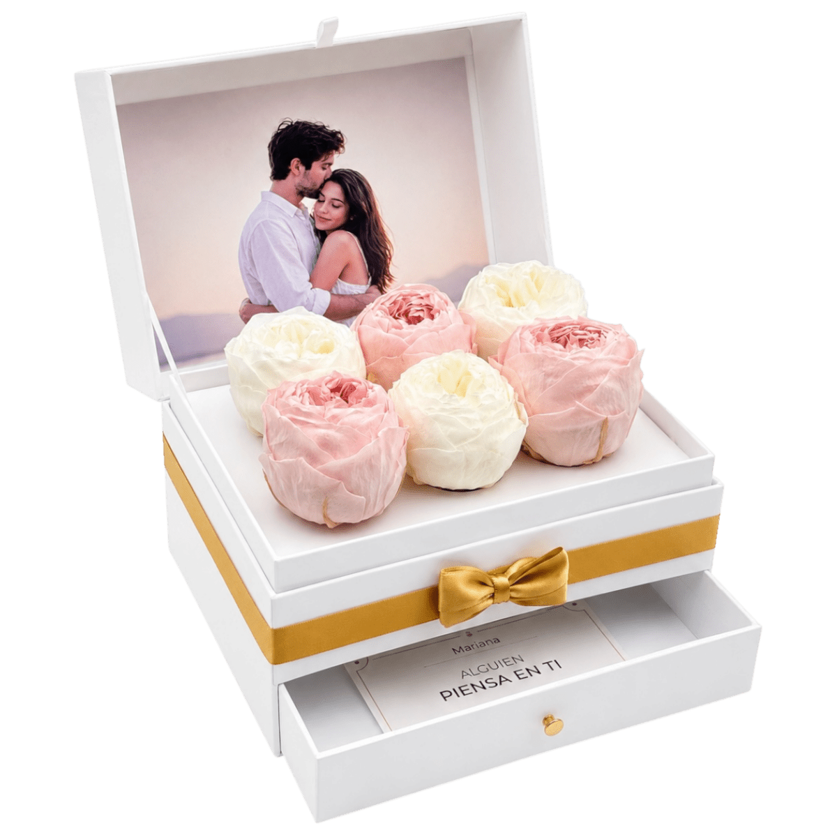 Cofret White | 6 Peonias - arreglo de rosas - Rosata Floral