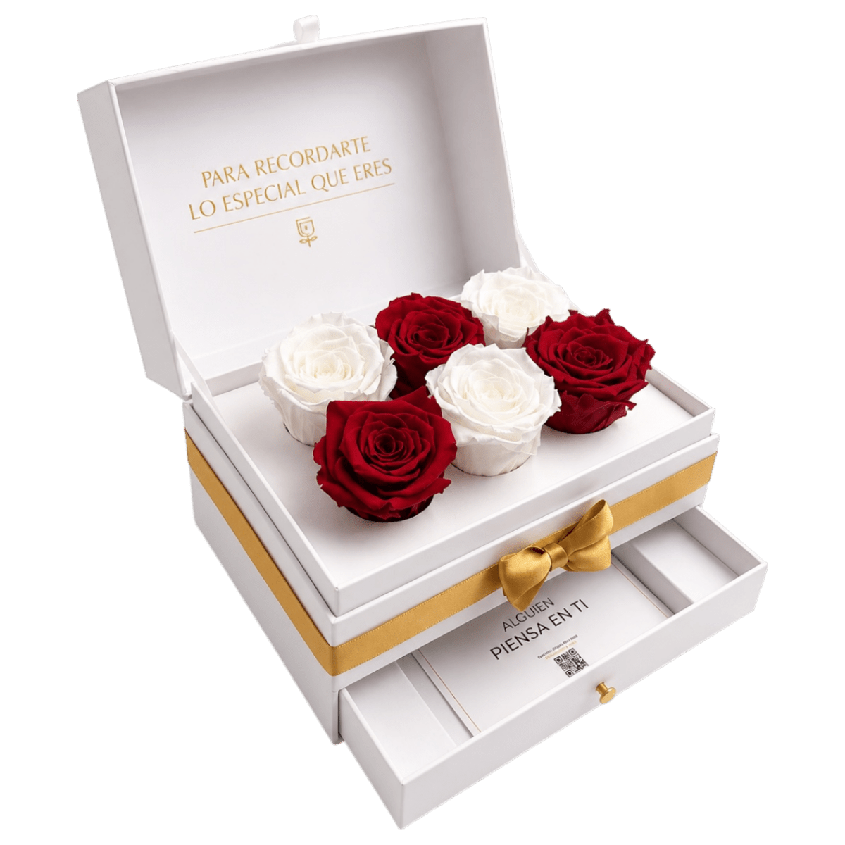 Cofret White - 6 rosas eternas en cofre - arreglo de rosas - Rosata Floral