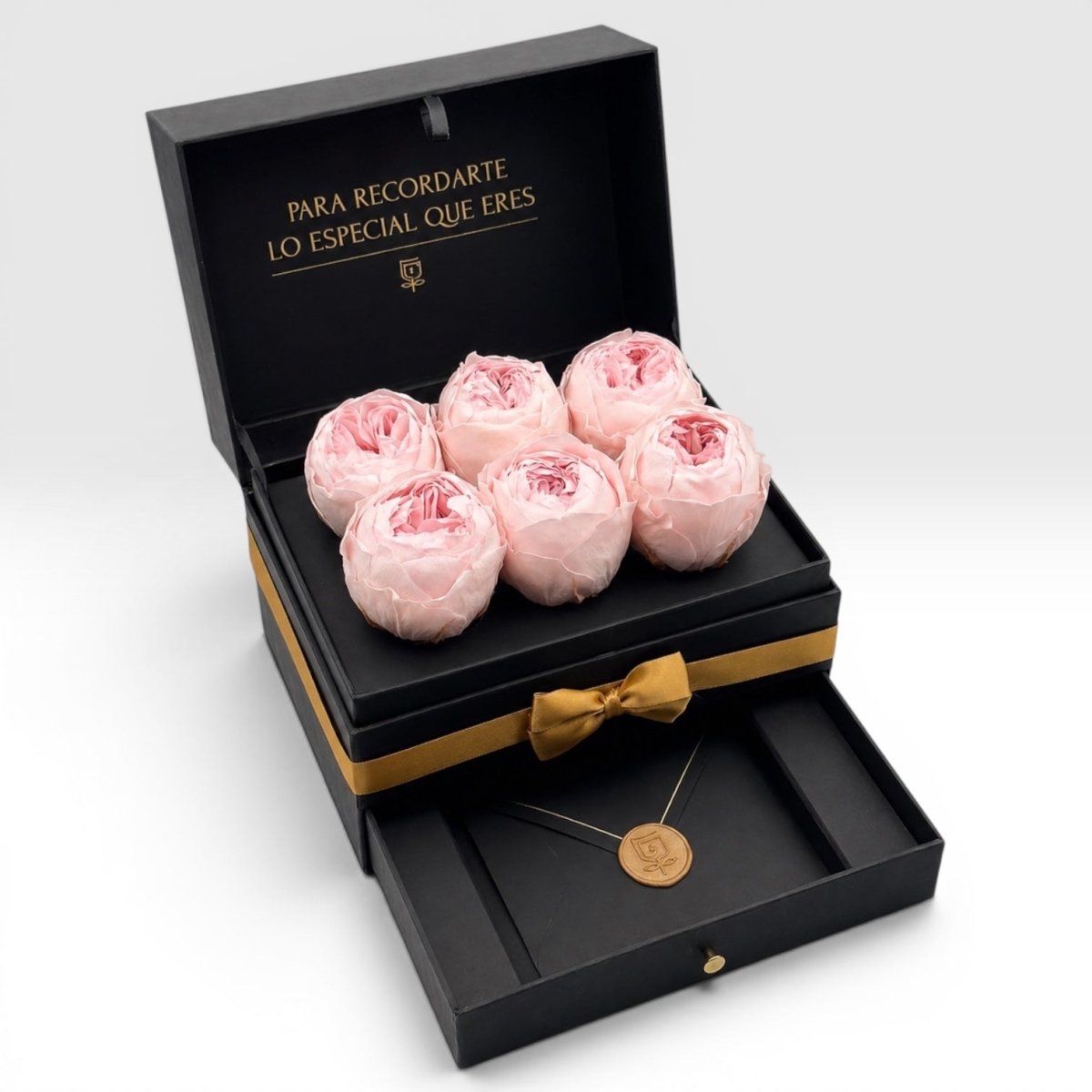 Cofret - 6 peonias eternas - arreglo de rosas - Rosata Floral