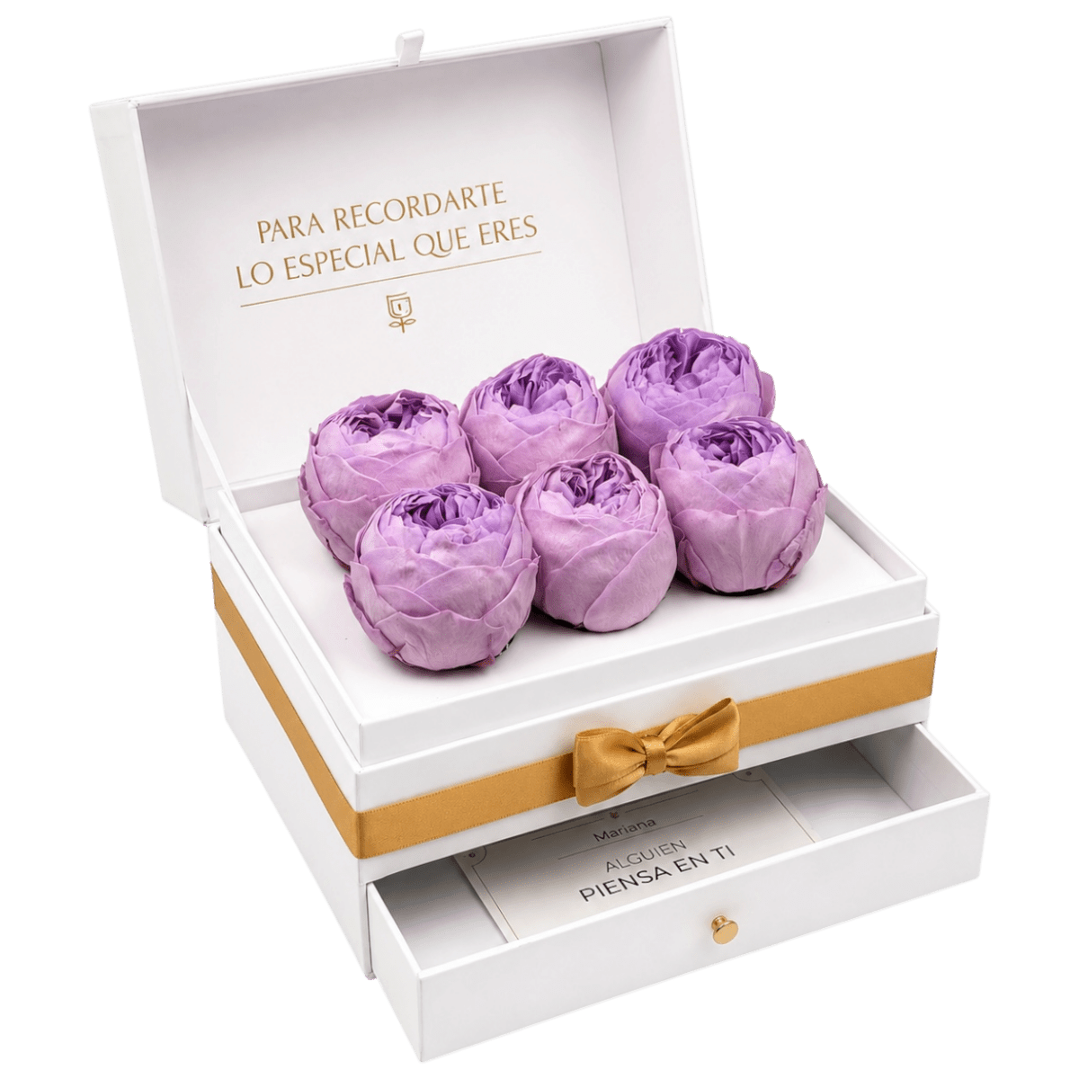 Cofret White | 6 Peonias - arreglo de rosas - Rosata Floral