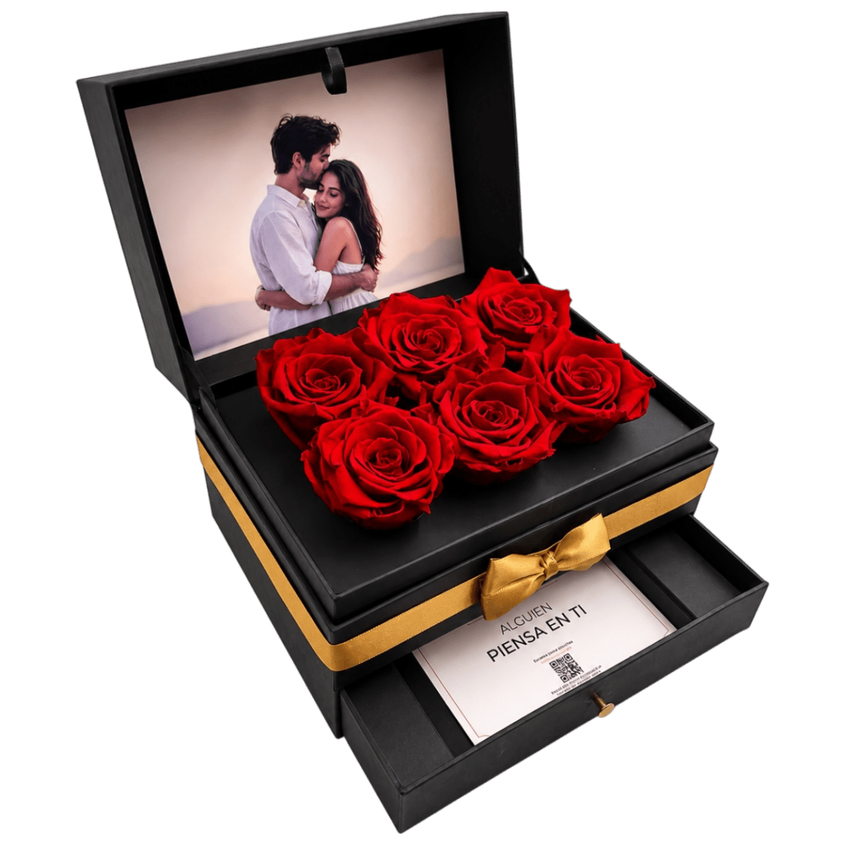 Cofret - 6 rosas eternas en cofre - arreglo de rosas - Rosata Floral