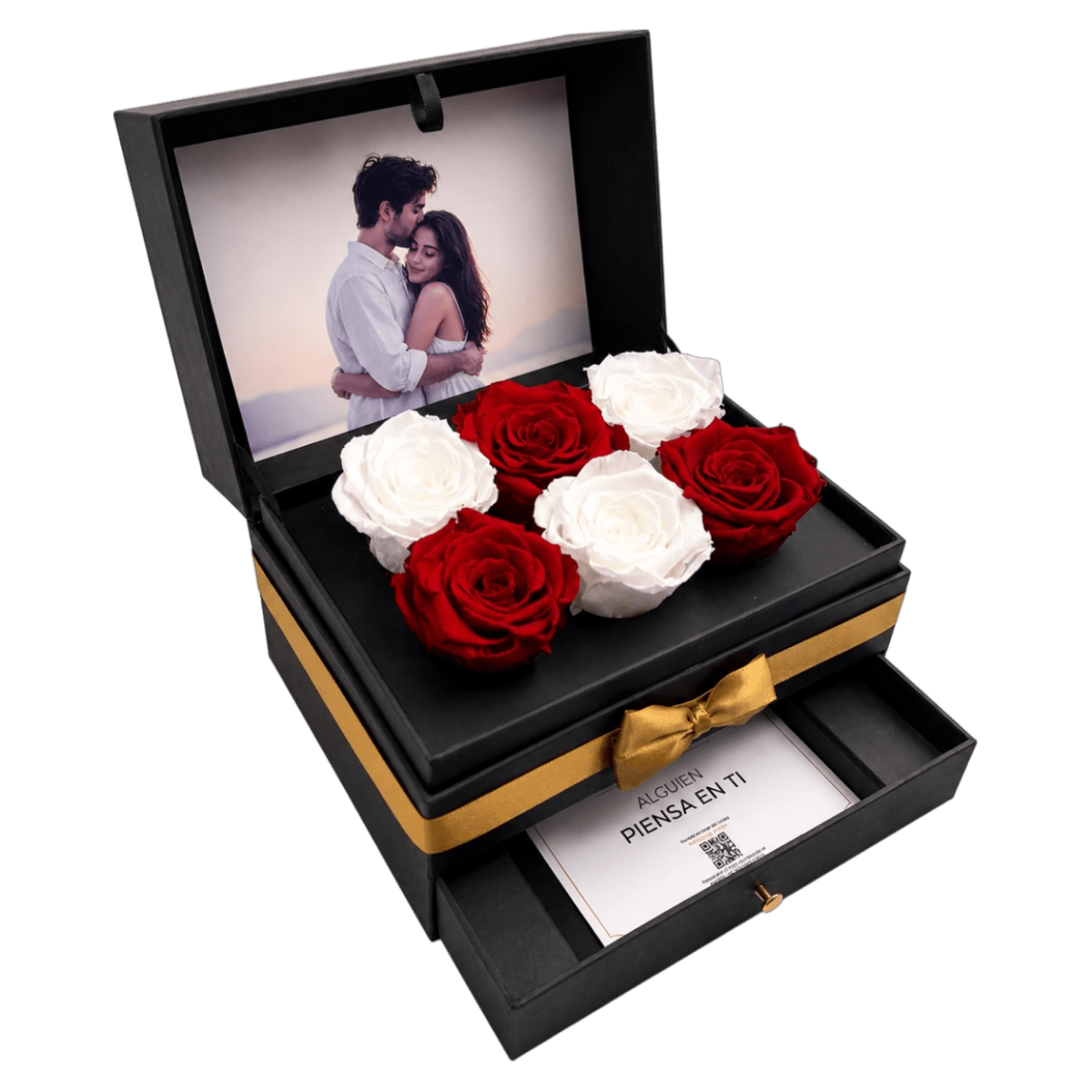 Cofret - 6 rosas eternas en cofre - arreglo de rosas - Rosata Floral