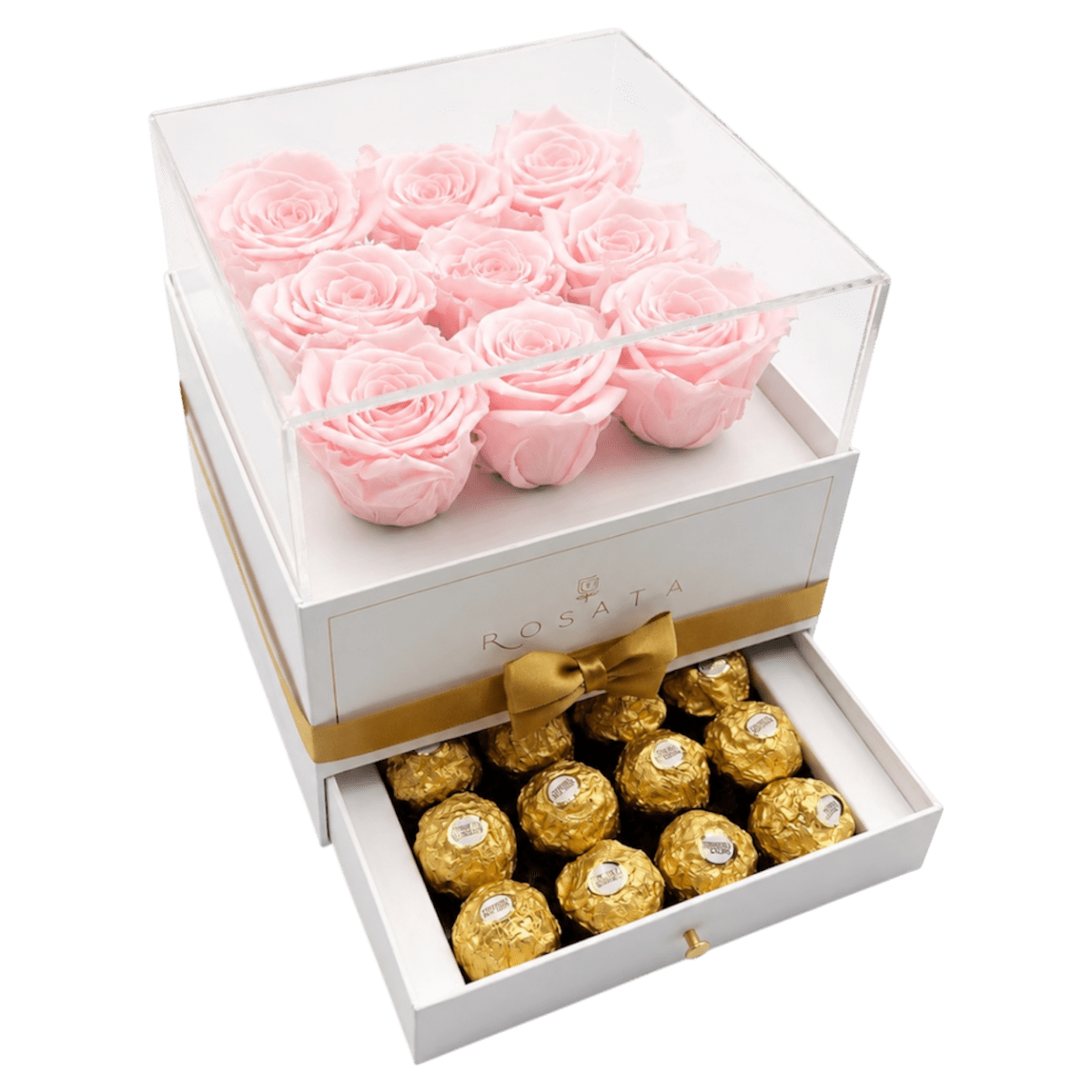 Harmonia White - Rosas con chocolates - arreglo de rosas - Rosata Floral