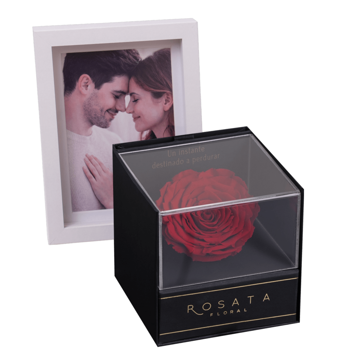 Everty con foto en marco - arreglo de rosas - Rosata Floral