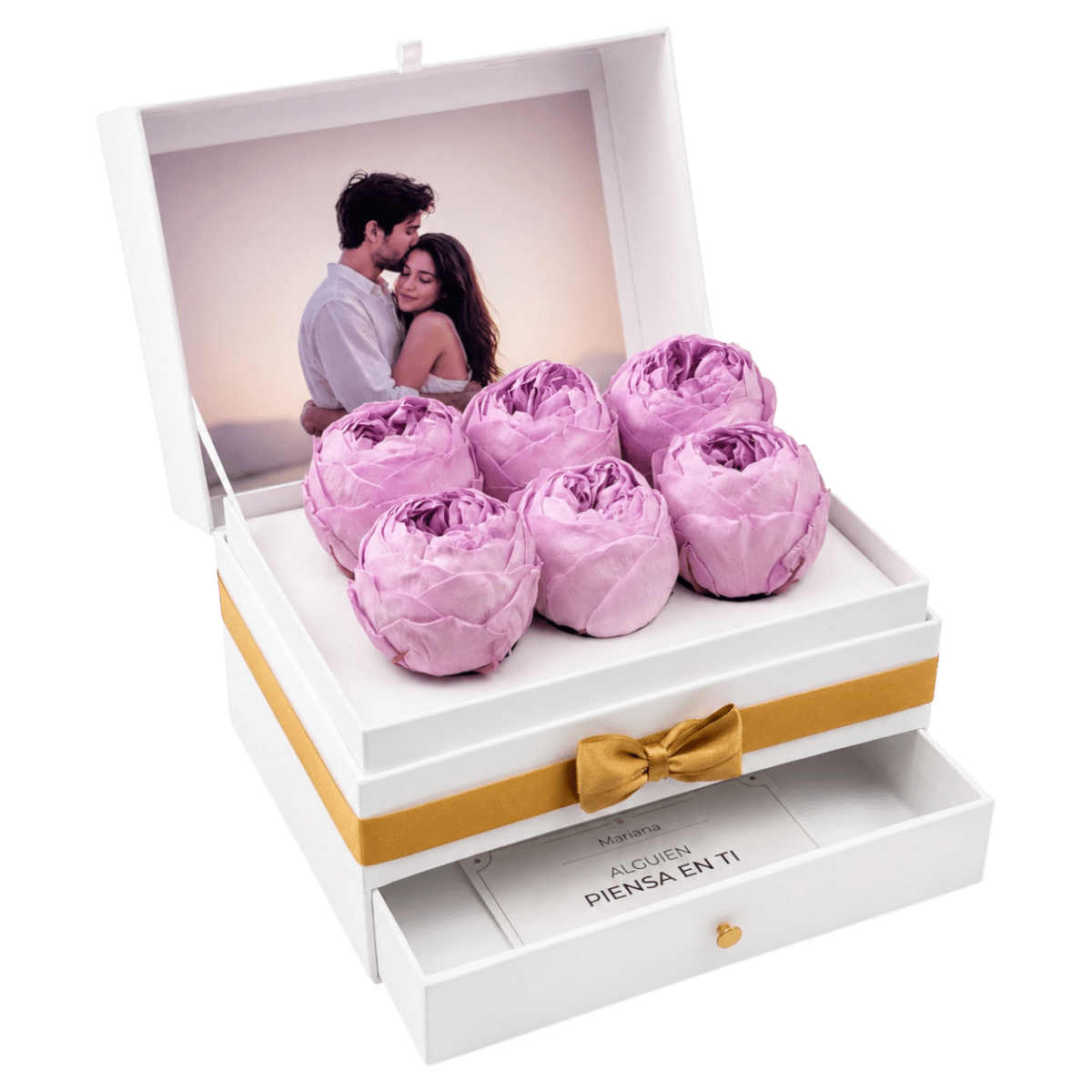 Cofret White | 6 Peonias - arreglo de rosas - Rosata Floral