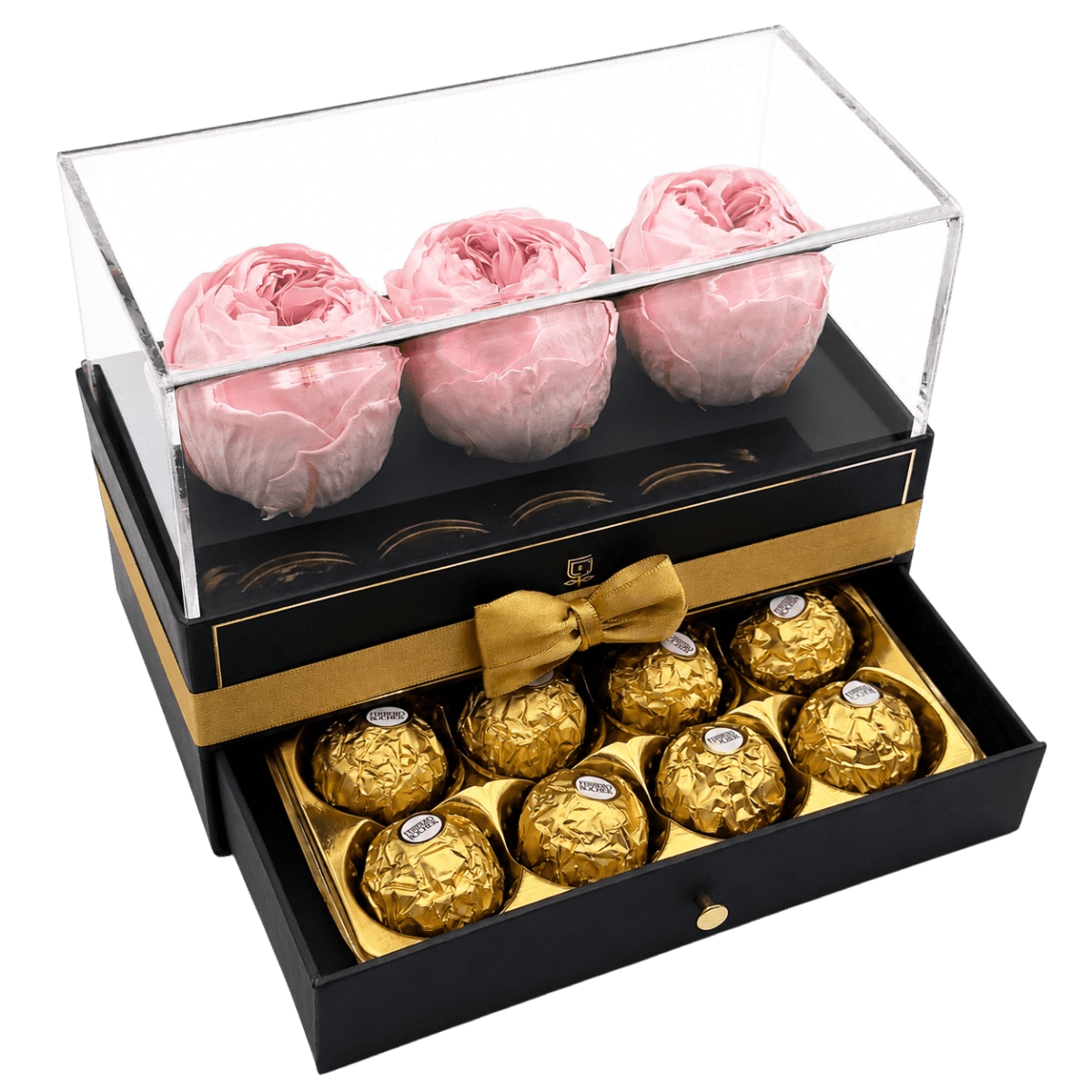 Harmonia | 3 peonias con chocolates - arreglo de rosas - Rosata Floral