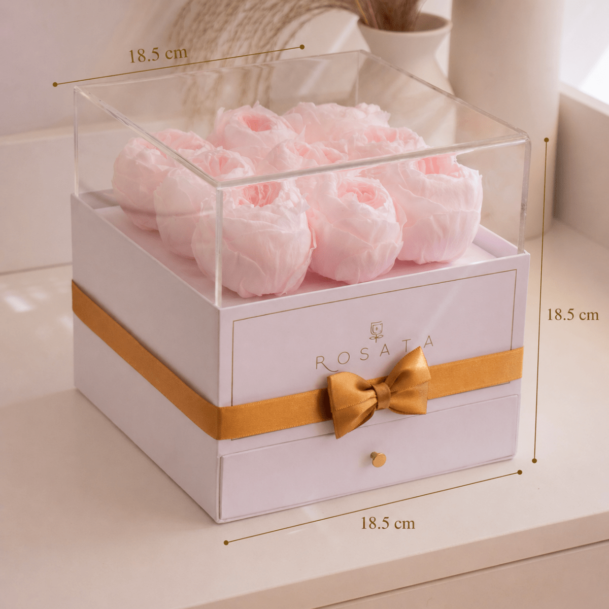 Harmonia White - 9 Peonias con chocolates - arreglo de rosas - Rosata Floral