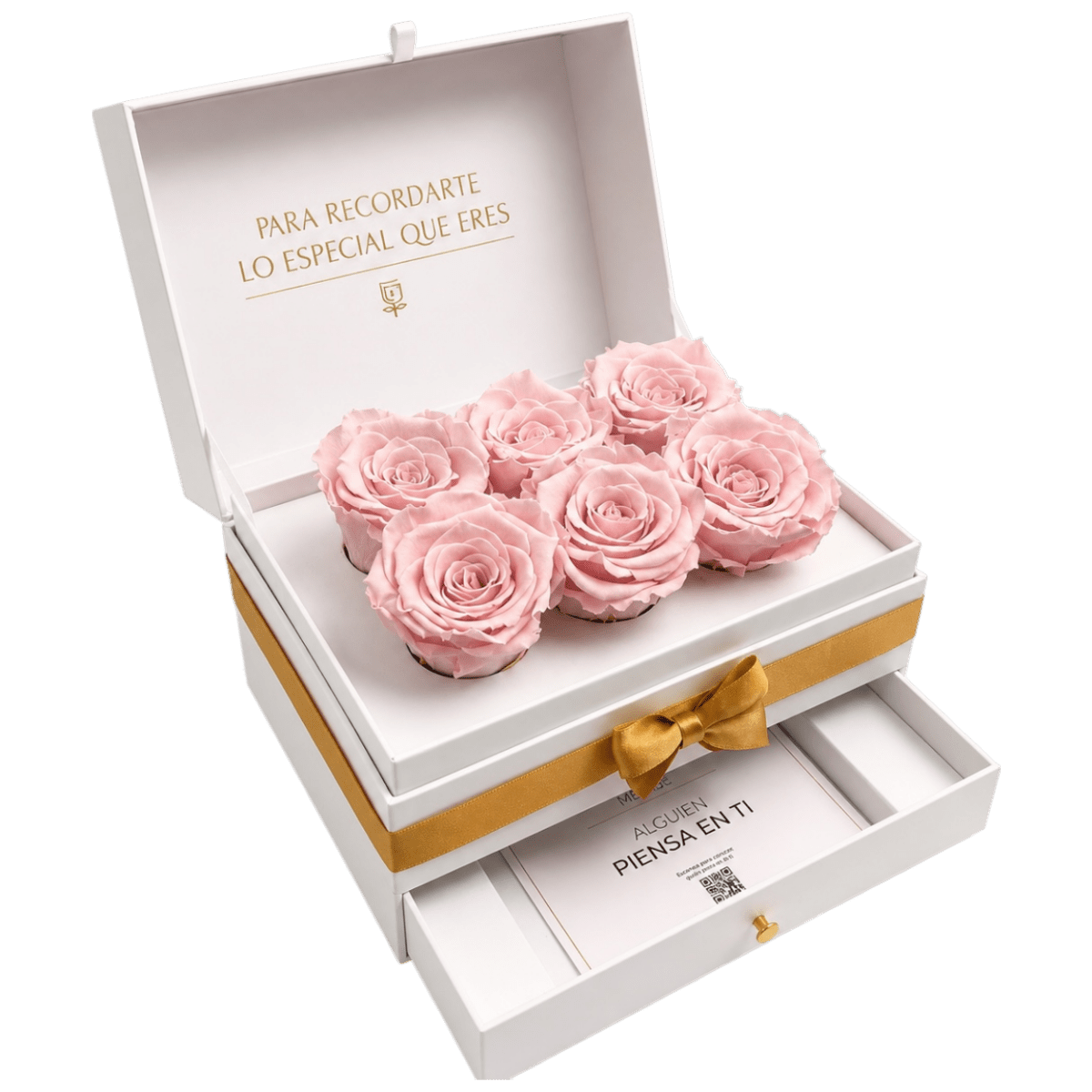 Cofret White - 6 rosas eternas en cofre - arreglo de rosas - Rosata Floral