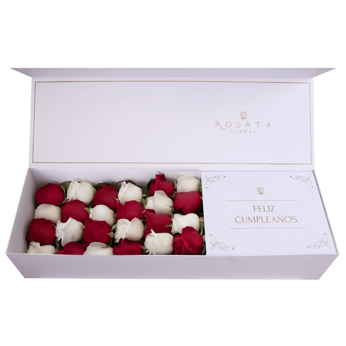 Classic White - Feliz Cumpleaños - arreglo de rosas - Rosata Floral