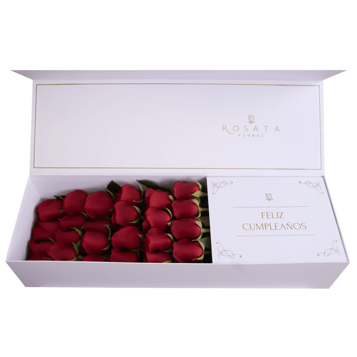 Classic White - Feliz Cumpleaños - arreglo de rosas - Rosata Floral