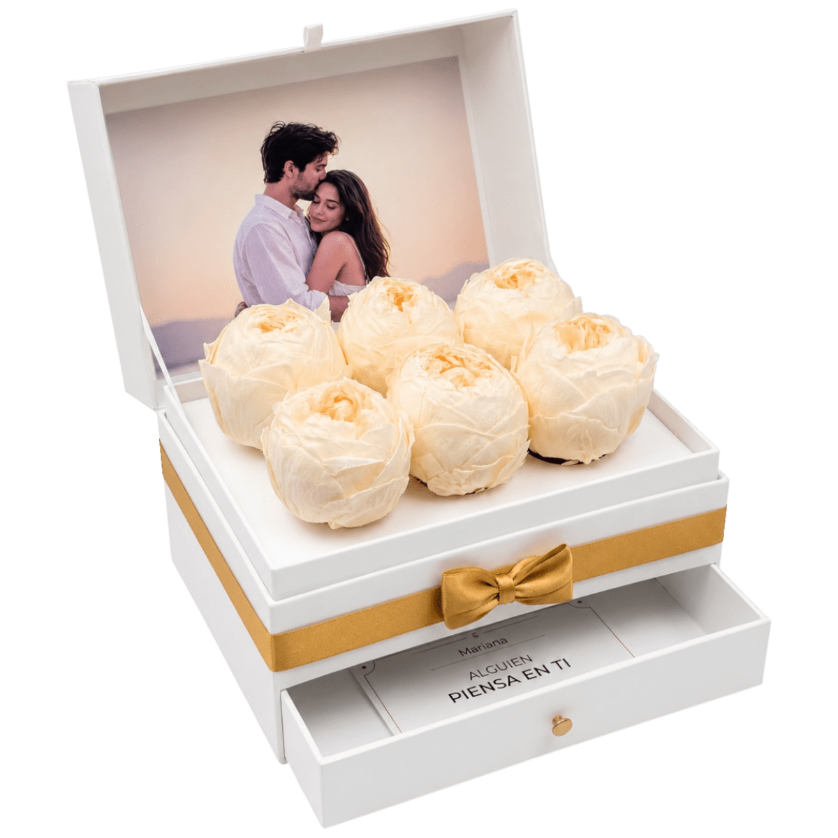 Cofret White | 6 Peonias - arreglo de rosas - Rosata Floral