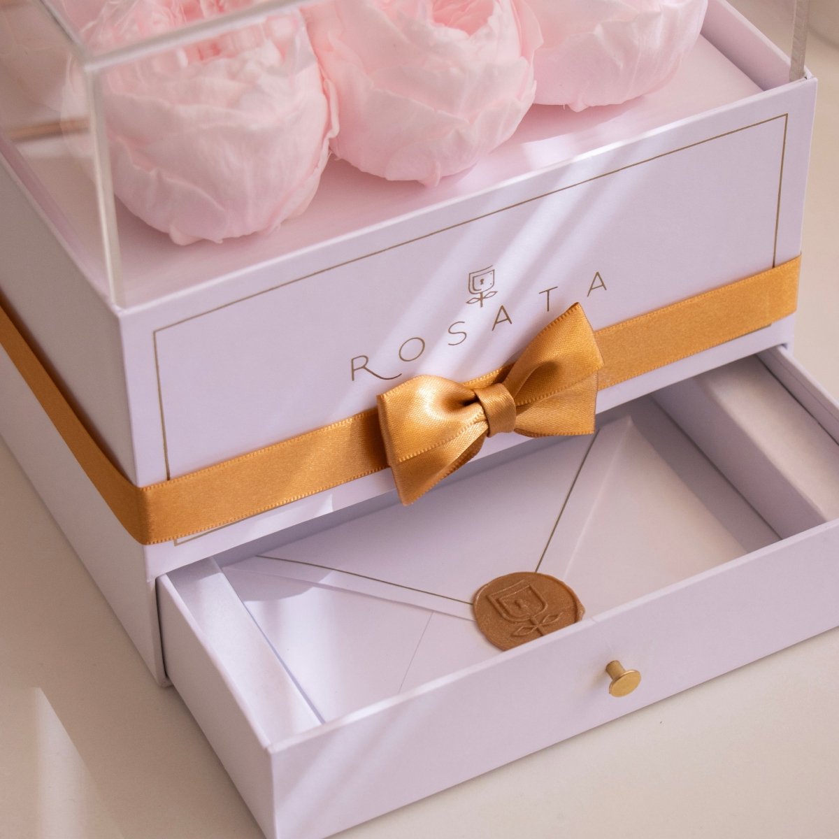 Harmonia White - 9 Peonias Preservadas - arreglo de rosas - Rosata Floral