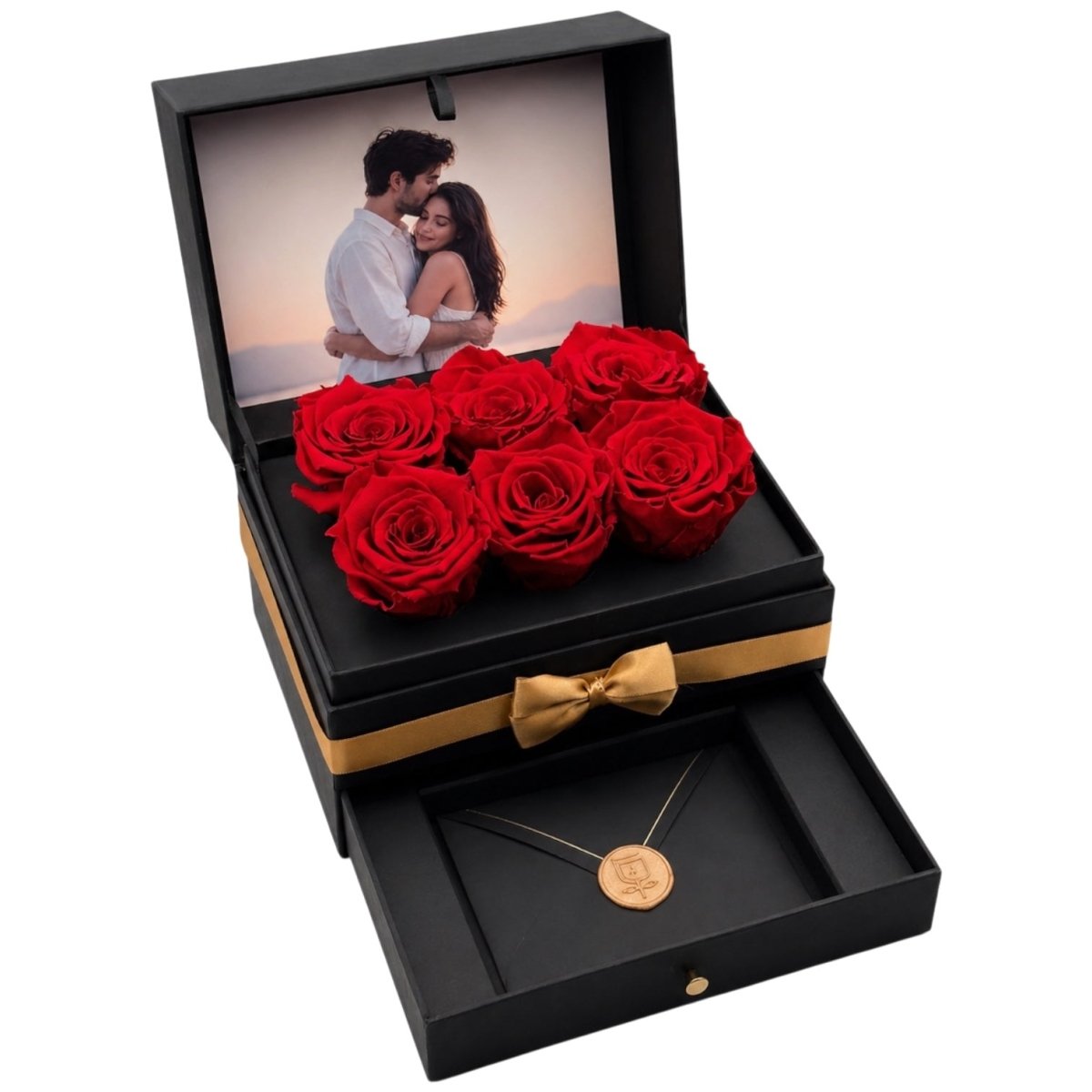 Cofret - 6 rosas con foto - arreglo de rosas - Rosata Floral