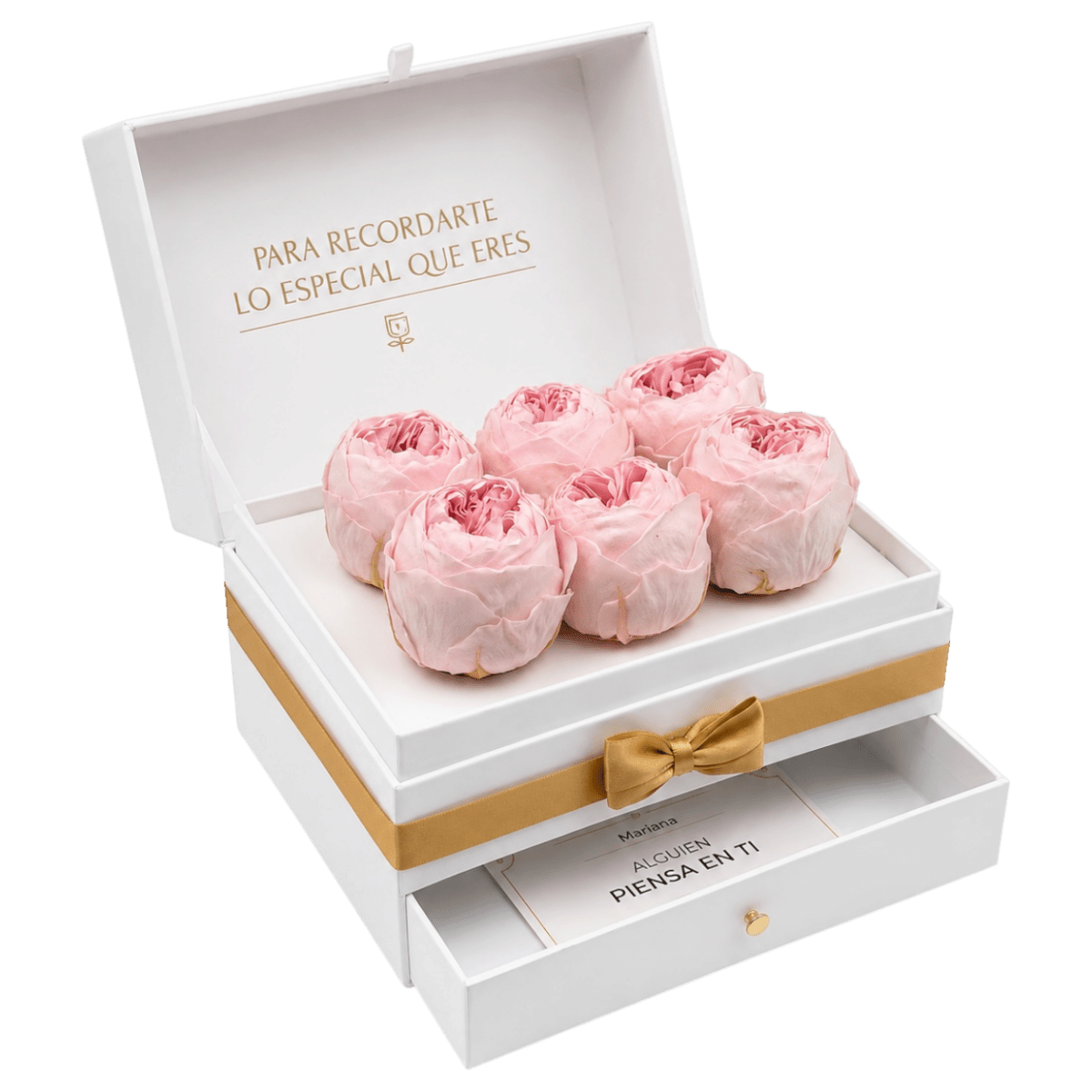 Cofret White | 6 Peonias - arreglo de rosas - Rosata Floral