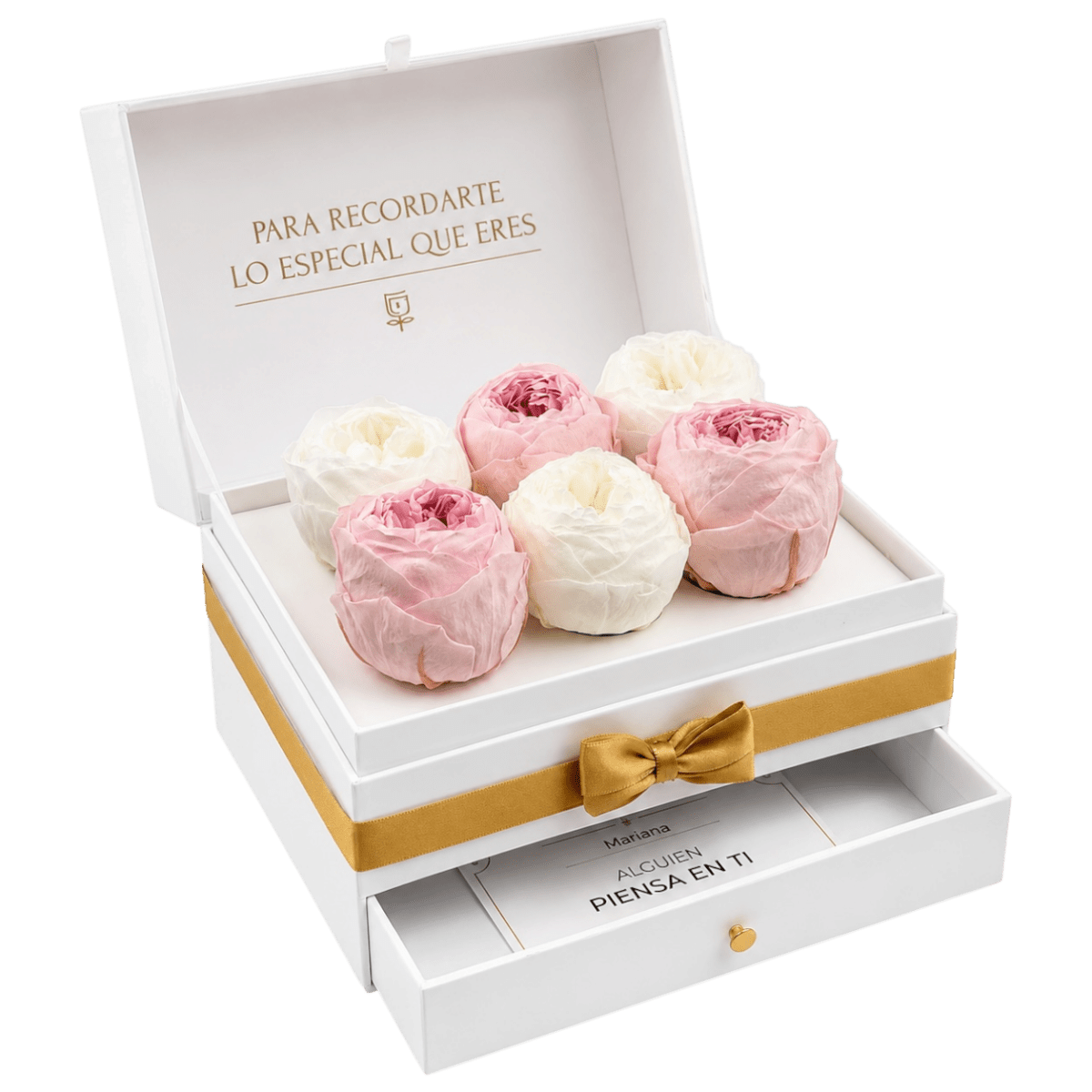 Cofret White | 6 Peonias - arreglo de rosas - Rosata Floral