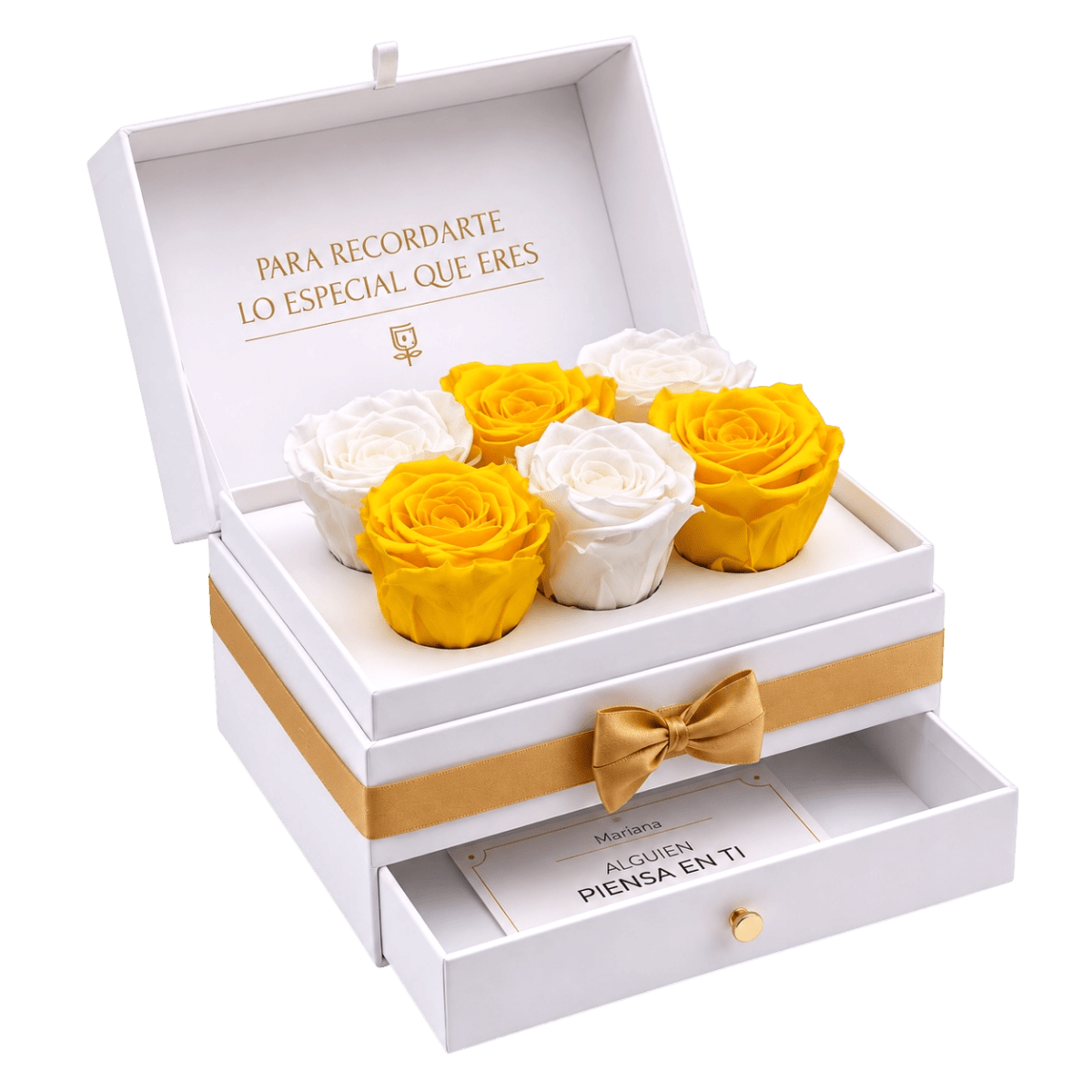 Cofret White | 6 Rosas Amarillas - arreglo de rosas - Rosata Floral