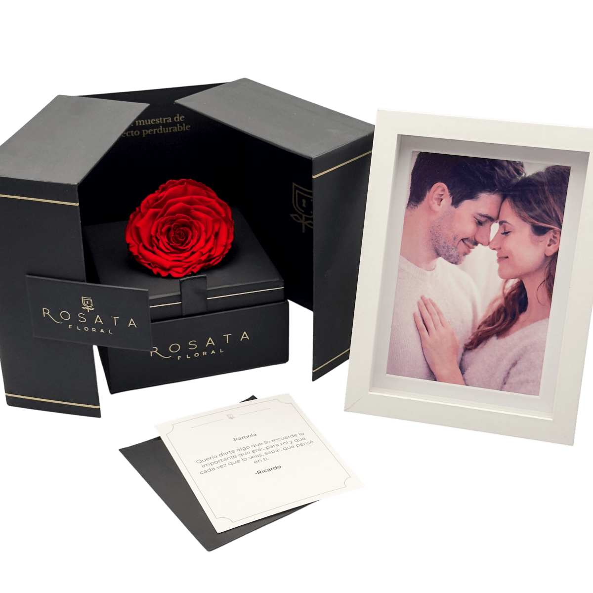Eternal con Marco Personalizado - arreglo de rosas - Rosata Floral