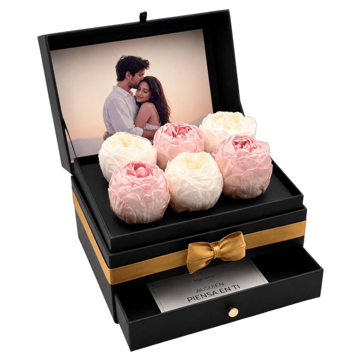 Cofret | 6 Peonias - arreglo de rosas - Rosata Floral