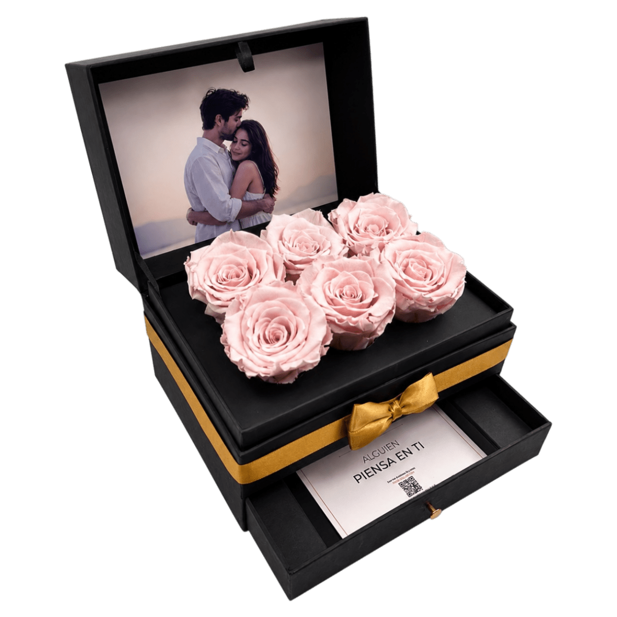 Cofret - 6 rosas eternas en cofre - arreglo de rosas - Rosata Floral