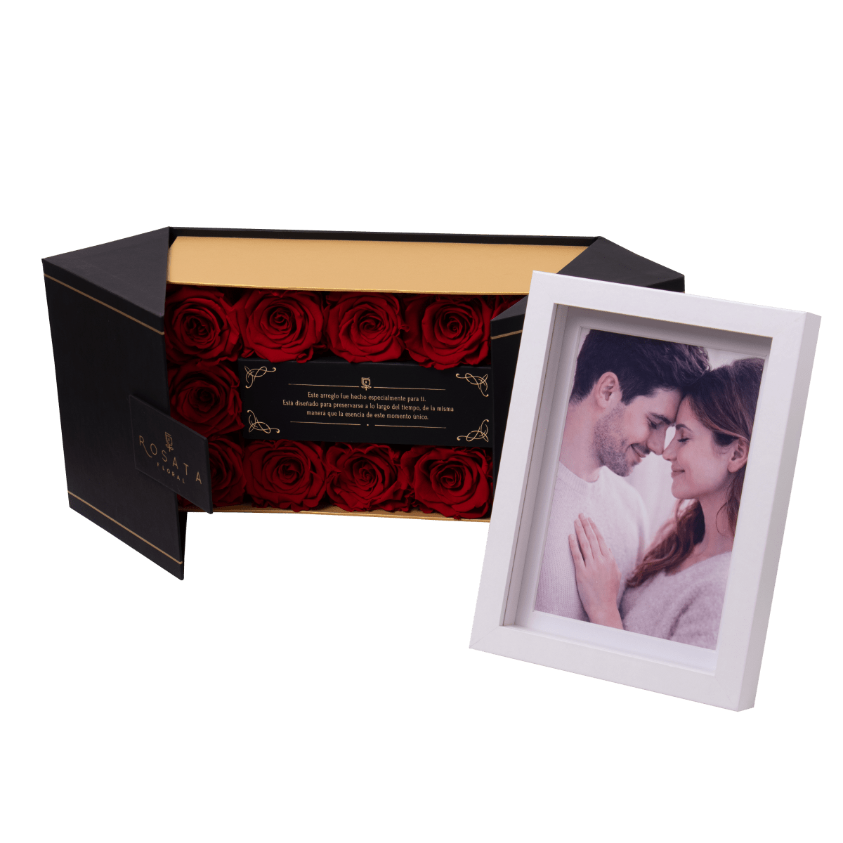 Everose 12 con marco - arreglo de rosas - Rosata Floral