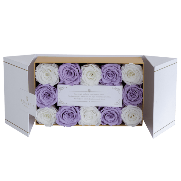 Everose 12 White Lilas - arreglo de rosas - Rosata Floral