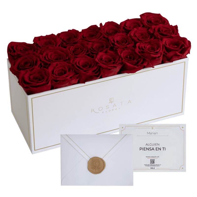Rosebox White - 21 Preservadas - arreglo de rosas - Rosata Floral
