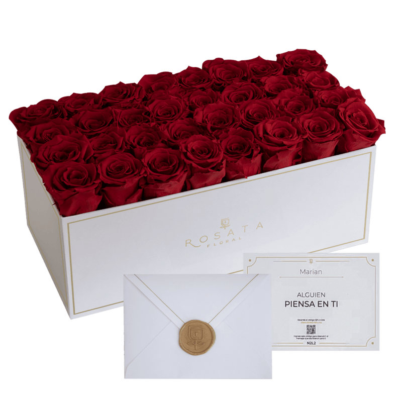Rosebox White - 32 Preservadas - arreglo de rosas - Rosata Floral