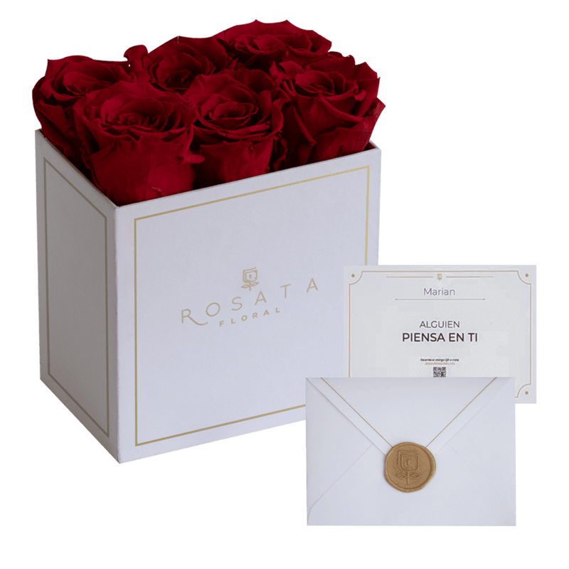 Rosebox White - 6 Preservadas - arreglo de rosas - Rosata Floral